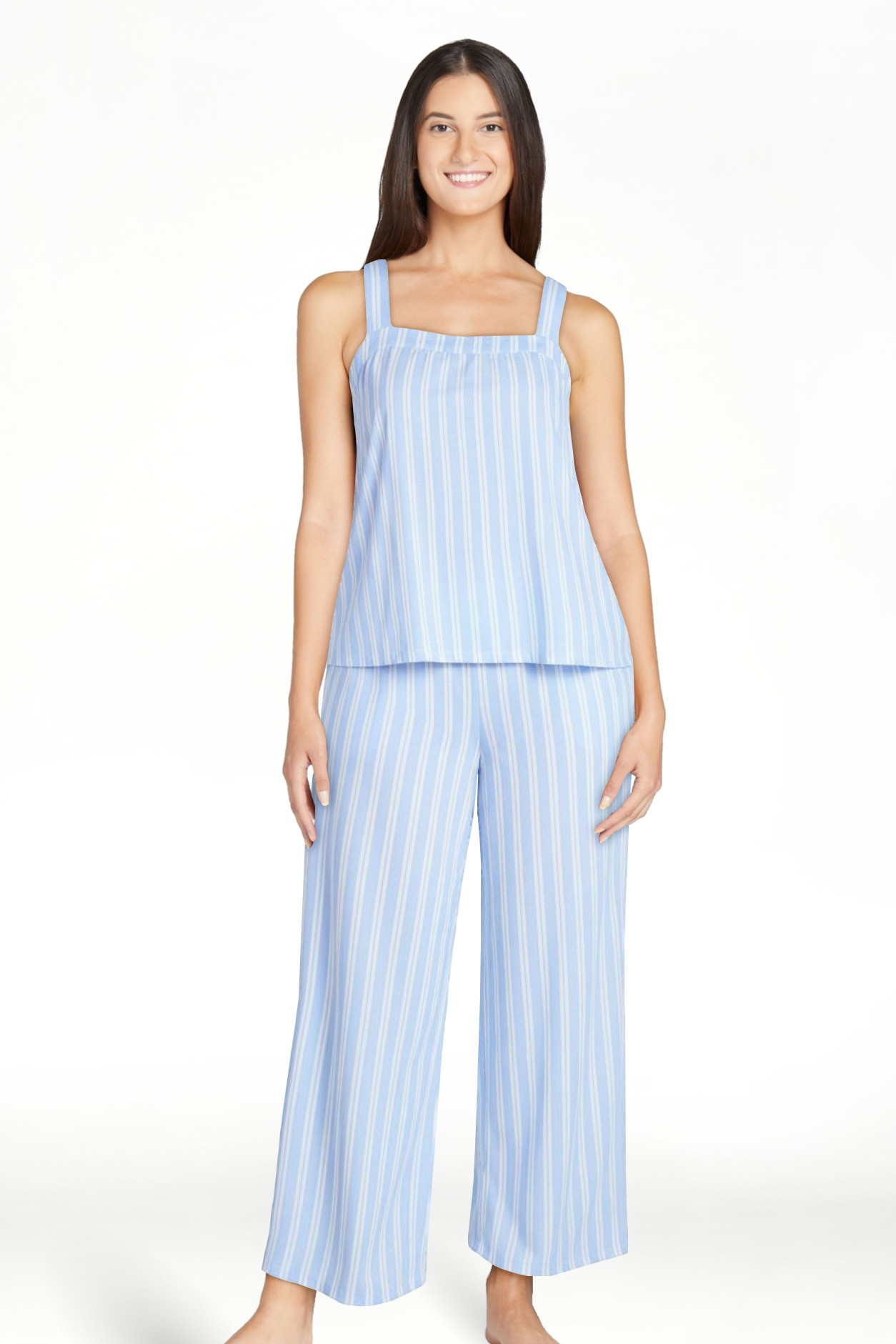 Joyspun Women's Wide Strap Cotton Tank Top and Pants Pajama Set, 2-Piece, Sizes XS-3X | Walmart (US)