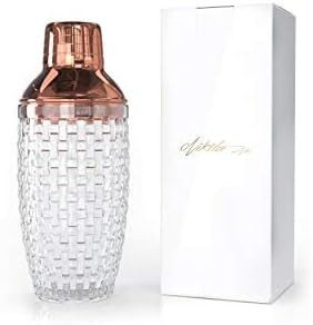 Luxury Glass Cocktail Shaker, Leakproof Metallic Steel Lid with Strainer, Home Bar Kitchen Martin... | Amazon (US)