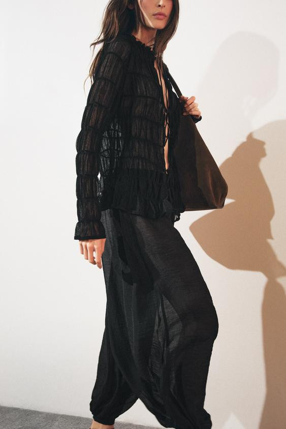 ZW COLLECTION TIE HEM BLOOMER TROUSERS | Zara UK