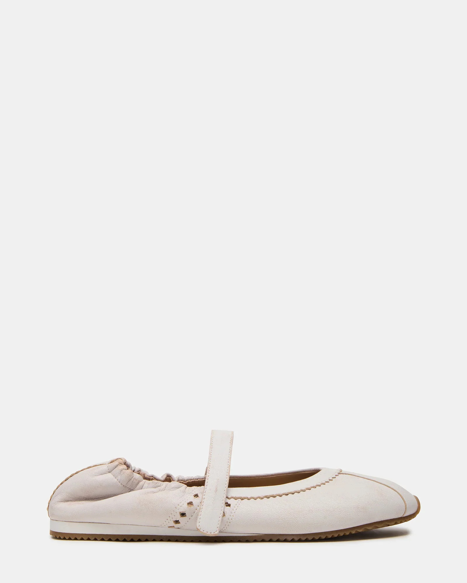 ANAYA White Leather Mary Jane Flats | Women's Designer Flats | Steve Madden (Canada)