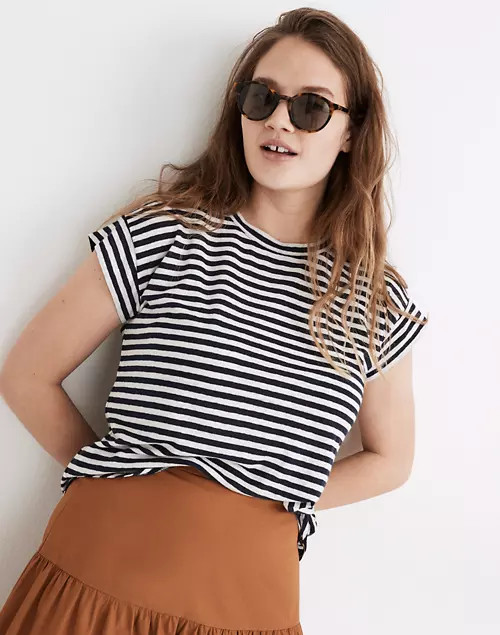 Linen-Blend Asbury Tee in Lorrie Stripe | Madewell
