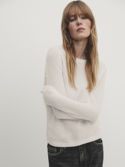 100% cashmere crew neck sweater | Massimo Dutti US