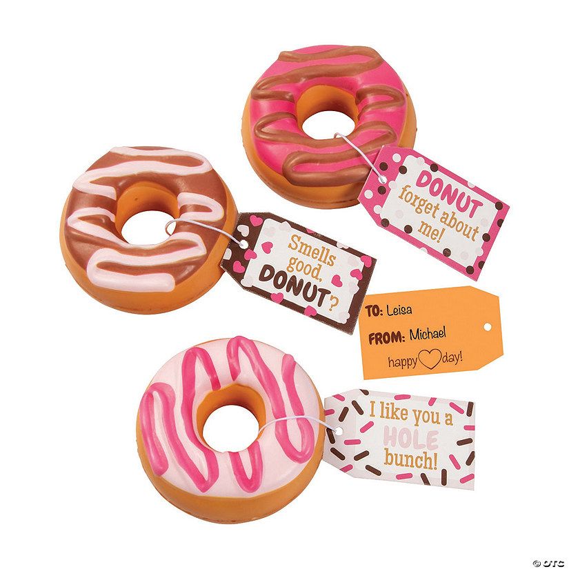 Donut-Scented Slow-Rising Squishies Valentine Exchanges with Card for 6 | Oriental Trading Company