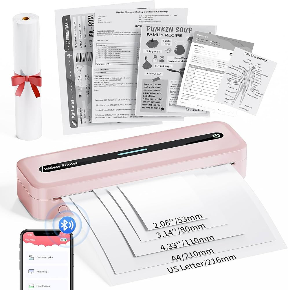 COLORWING M832 Impresoras portátiles inalámbricas para viajes, mini impresora compacta sin tint... | Amazon (US)