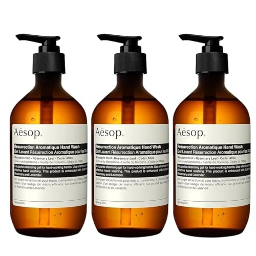 Aesop Resurrection Aromatique Hand Wash | Gentle Cleanser with Orange, Rosemary and Lavender Oils | 500mL / 16.9 oz (Pack of 3) | Amazon (US)