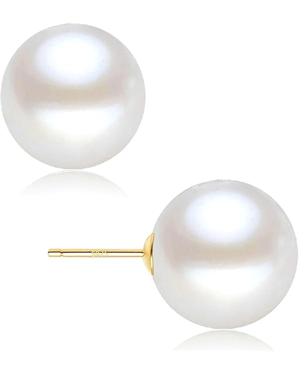 18K Gold Plated 925 Sterling Silver Shell Pearl Stud Earrings,Hypoallergenic to Sensitive Ears | Amazon (US)