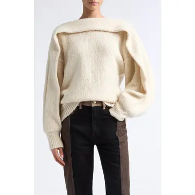 OSSOU Umber Wool Blend Sweater in Buff at Nordstrom, Size Medium | Nordstrom