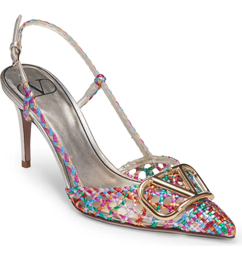 Valentino Garavani VLOGO Woven Metallic Slingback Pump | Nordstrom | Nordstrom