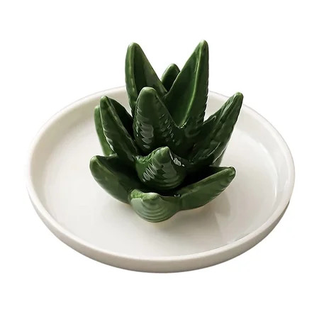 Garhelper Aloe Ring Holder with White Jewelery Plate Valentine s Day Birthday Gifts Cactus Ring Jewe | Walmart (US)