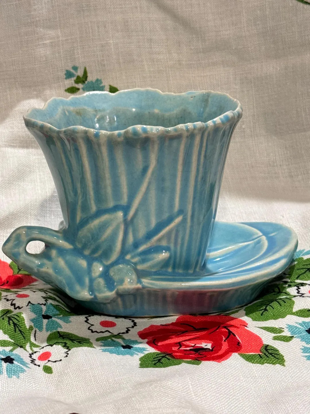 Mccoy Planter Turquoise Blue Water Lily Flower Pot MCM Mccoy Collectible American Pottery Vintage... | Etsy (US)