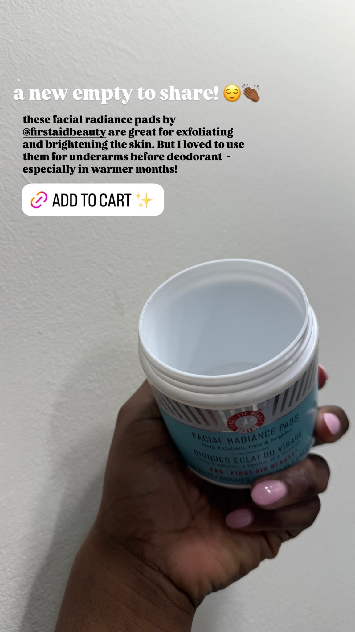 Glycolic pads from first aid beauty are my
Go to hack for under arms during the spring/summer! Apply, let it dry, then add deodorant for the most effective sweat proof routine  

#LTKBeauty