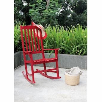 Cambridge Casual Thames Red Wood Frame Rocking Chair with Slat Seat | Lowe's