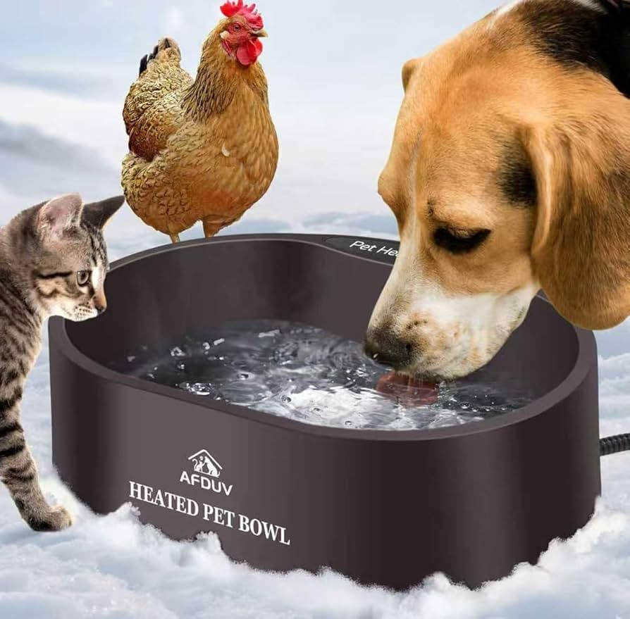 Heated Water Bowl for Dogs Cats Outdoor, 3.7L Thermostatic Heated Pet Bowl for Outside Dog Cat Ch... | Amazon (US)