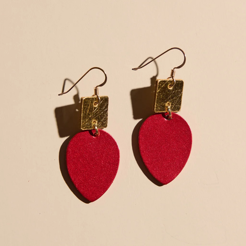 Crimson Shimmer Holiday Lights Statement Earrings | Nickel and Suede
