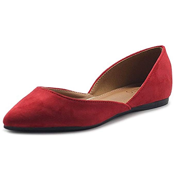 Ollio Women's Shoes Faux Suede Slip on Comfort Light Pointed Toe Ballet Flat | Amazon (US)