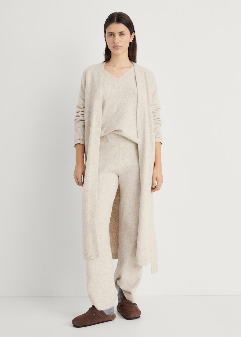 Long knitted cardigan beige - Woman - L - MANGO | MANGO (UK)