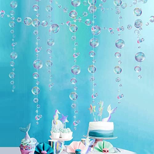 Little Mermaid Party Decoration Puple Blue Bubble Garlands Transparent Hanging Bubbles Streamer B... | Amazon (US)