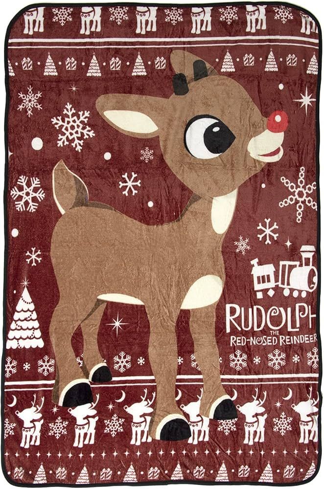 Bioworld Rudolph The Red-Nosed Reindeer Soft Plush Fleece Throw Blanket 45" x 60" | Amazon (US)