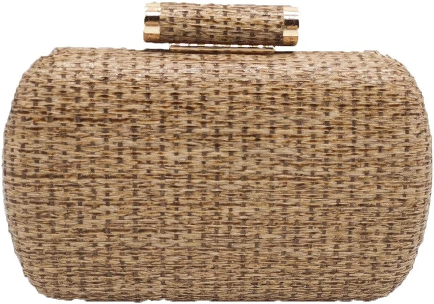 Boutique De FGG Casual Straw Clutch Purses for Women Chain Shoulder & Crossbody Bag Metal Evening... | Amazon (US)