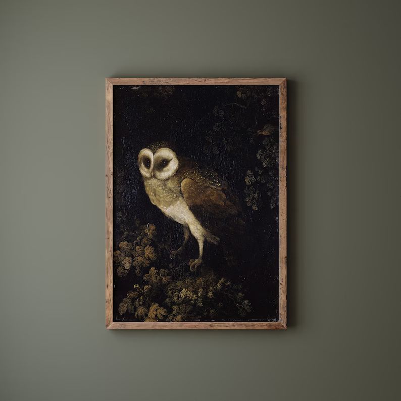 Antique Owl Painting / Moody Wall Art / PRINTABLE / DIGITAL DOWNLOAD / #002 | Etsy (US)