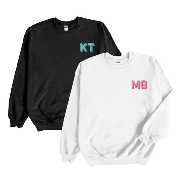 Embroidered Shadow Monogram Sweatshirt | Sprinkled With Pink