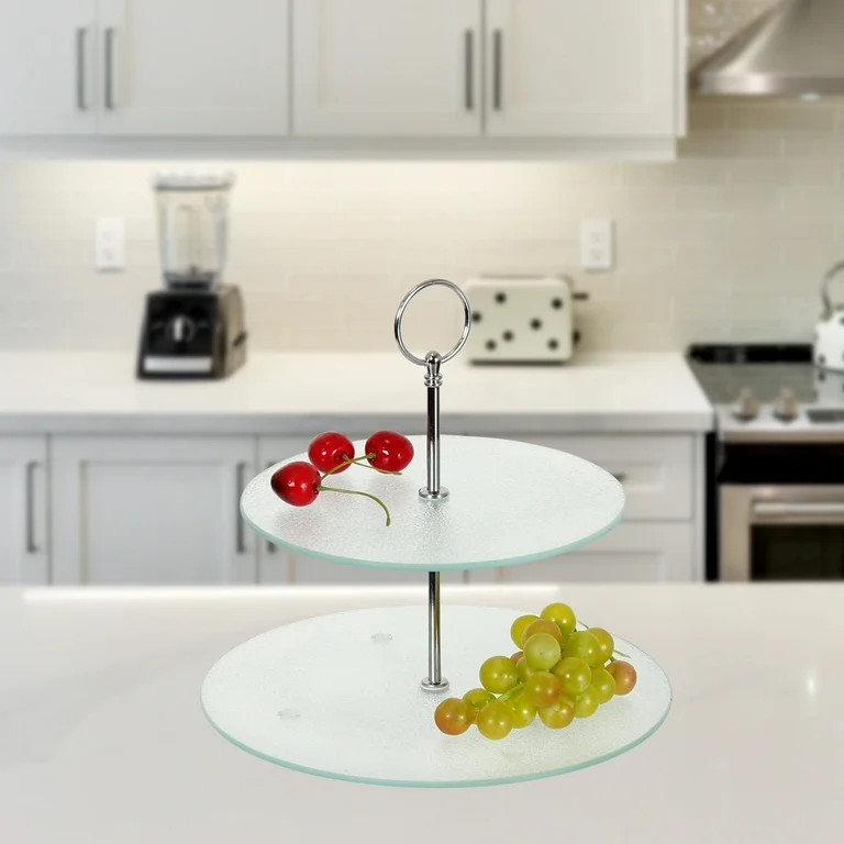 Creative Home Tempered Glass 2-Tier Cupcake Stand Cake Stand Dessert Stand Serving Stand | Walmart (US)