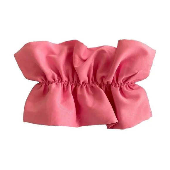 Zara Womens Tube Top Size S Pink Voluminous Bandeau Puff Crop Strapless Ruffle | Poshmark