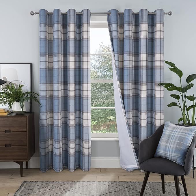 always4u Fashion Plaid Curtains for Bedroom Farmhouse Window Drapes for Living Room Room Darkenin... | Amazon (US)