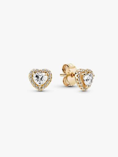 FINAL SALE - Elevated Heart Stud Earrings | Pandora US