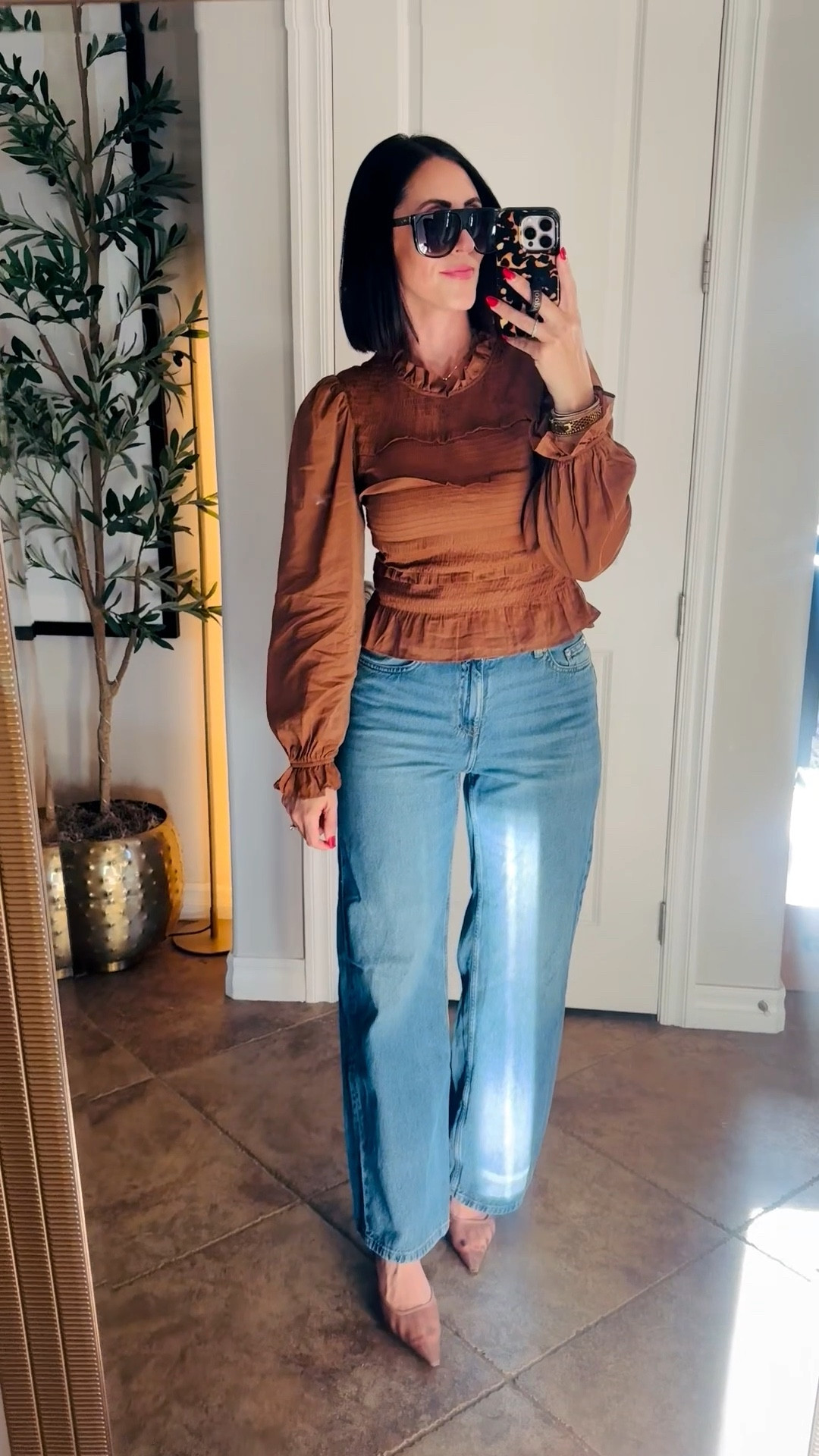 Casual girls night dinner outfit 🤎

Wide leg jeans - size 4
Smocked blouse - size medium (runs small)

Dressy casual style, dinner look, ootd 

#LTKootd #LTKOver40