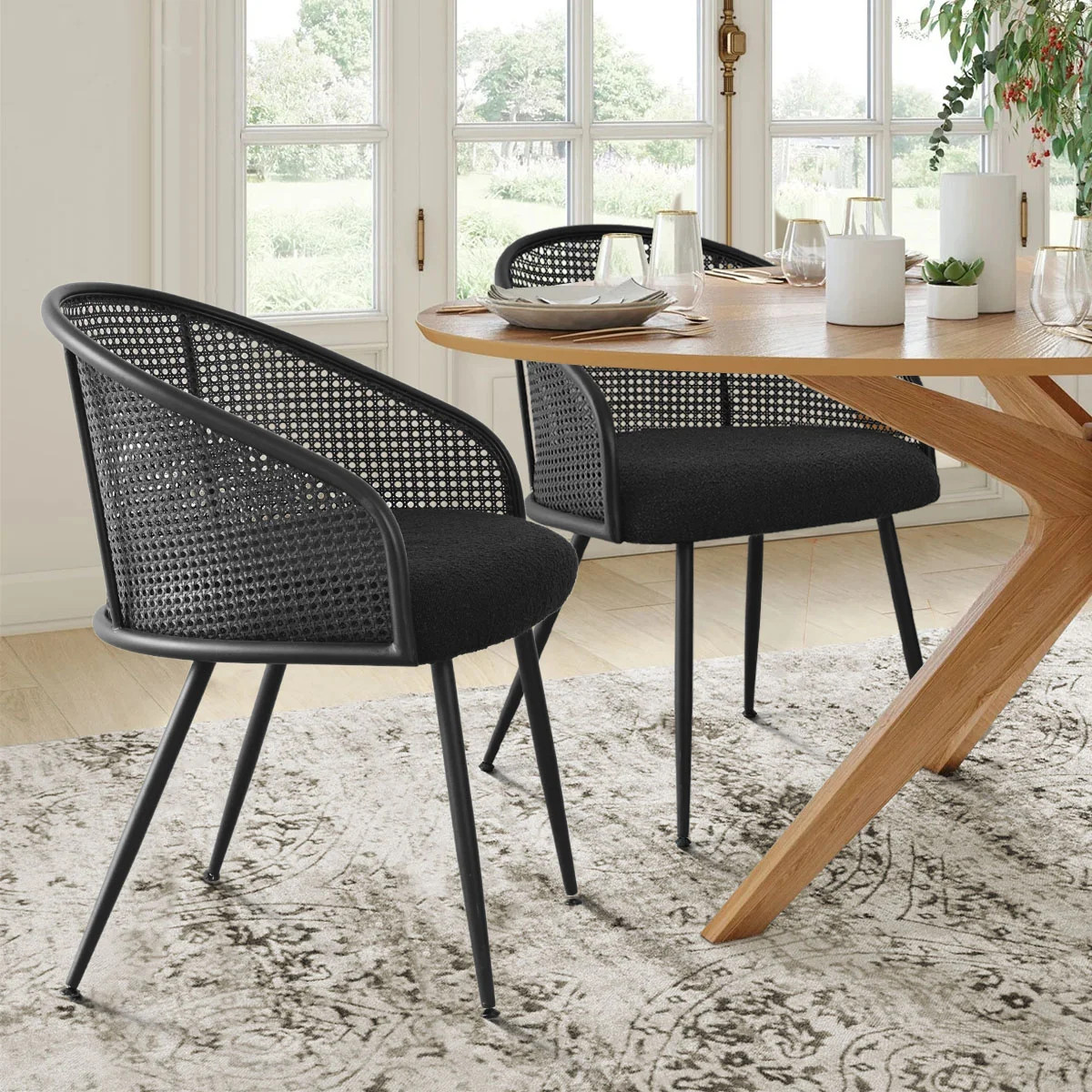 Bay Isle Home™ 19" Seat Height Rattan Boucle Kitchen Dining Armchair & Reviews | Wayfair | Wayfair North America
