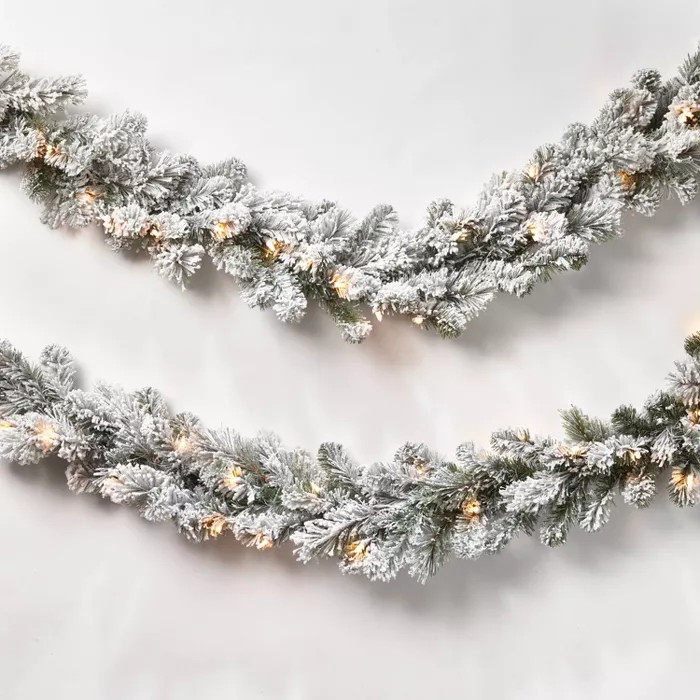 18ft Pre-lit Flocked Cashmere Artificial Garland Clear Lights - Wondershop™ | Target