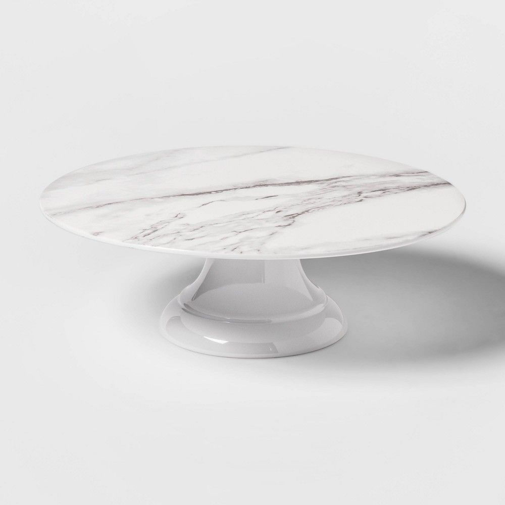 12"" Melamine Marble Print Cake Stand White - Threshold | Target