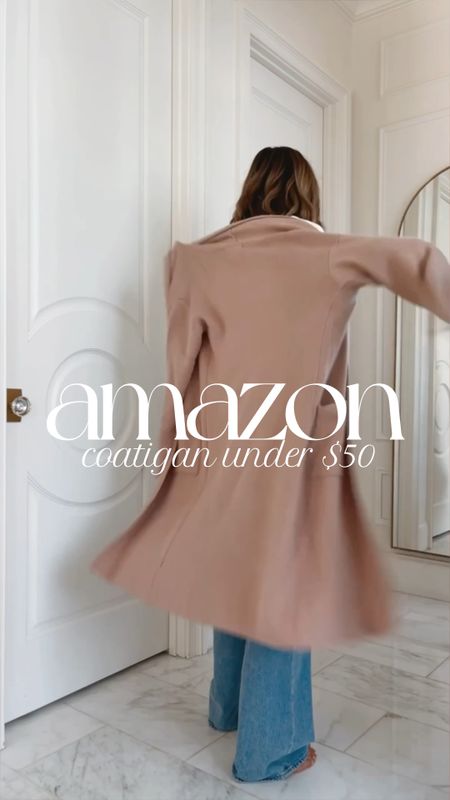 Amazon coatigan (mango dupe) for under $50! I'm 5'7 for reference and wearing size small. It fits tts but I suggest sizing up one size to wear over sweaters and sweatshirts. 