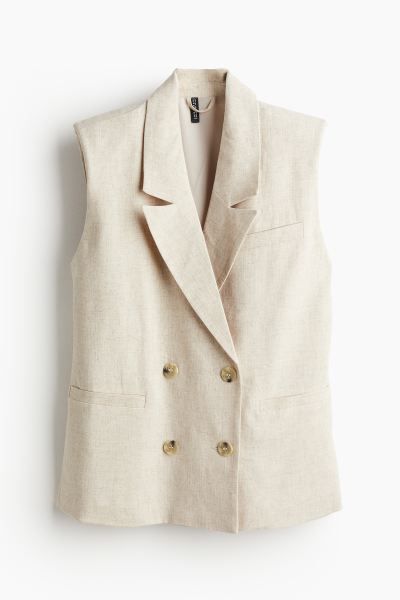 Sleeveless blazer - Light beige marl - Ladies | H&M GB | H&M (UK, MY, IN, SG, PH, TW, HK)