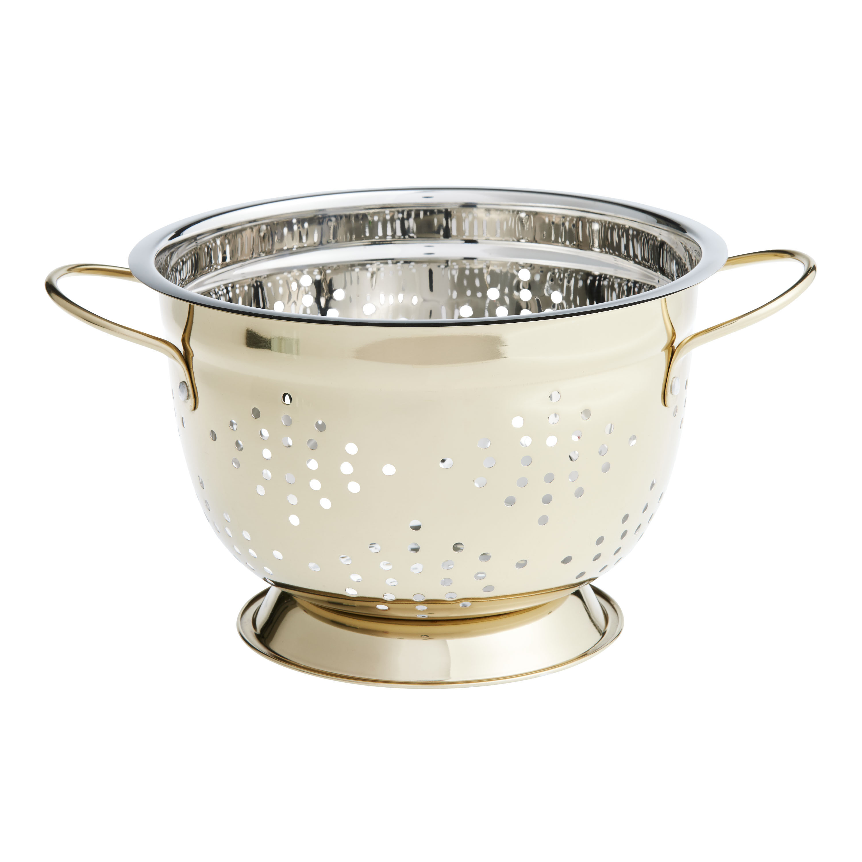 Light Gold Stainless Steel Footed Colander | World Market