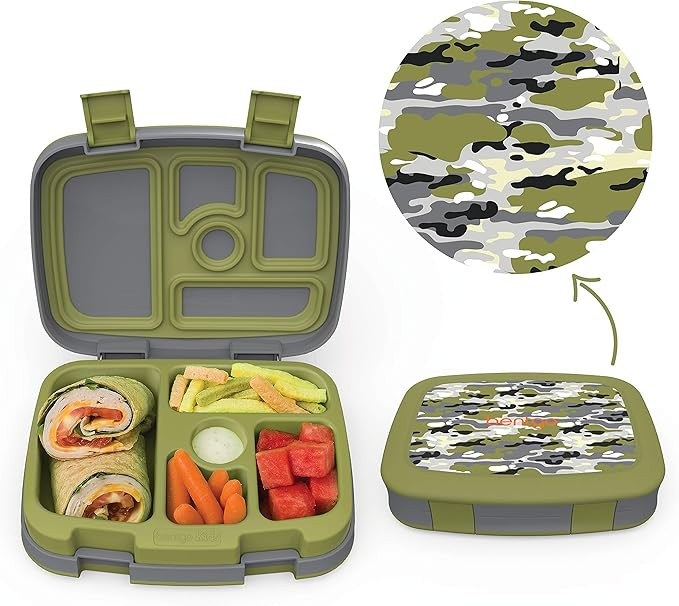 Bentgo Kids Prints (Camouflage) - Leak-Proof, 5-Compartment Bento-Style Kids Lunch Box – Ideal ... | Amazon (US)
