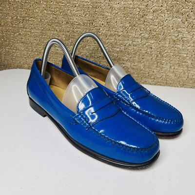 Bass WEEJUNS Women's Wayfarer Loafer 7.5 Penny Slip On Shoes RARE Blue Patent | eBay US
