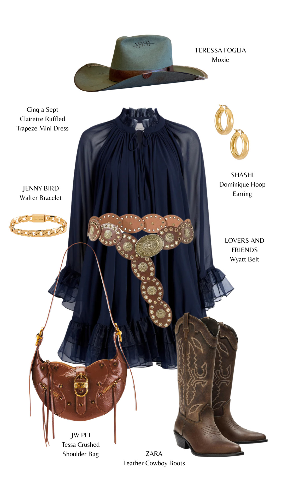 Modern cowgirl energy 🤠✨ Navy ruffles, statement belt, and classic boots for that effortless western edge.

#WesternChic #ModernCowgirl #CowboyBoots #WesternStyle #BohoWestern #FallOutfit #StatementBelt #MiniDressStyle #NeutralStyle #EverydayChic 

 #LTKgrwm #LTKootd #LTKTravel