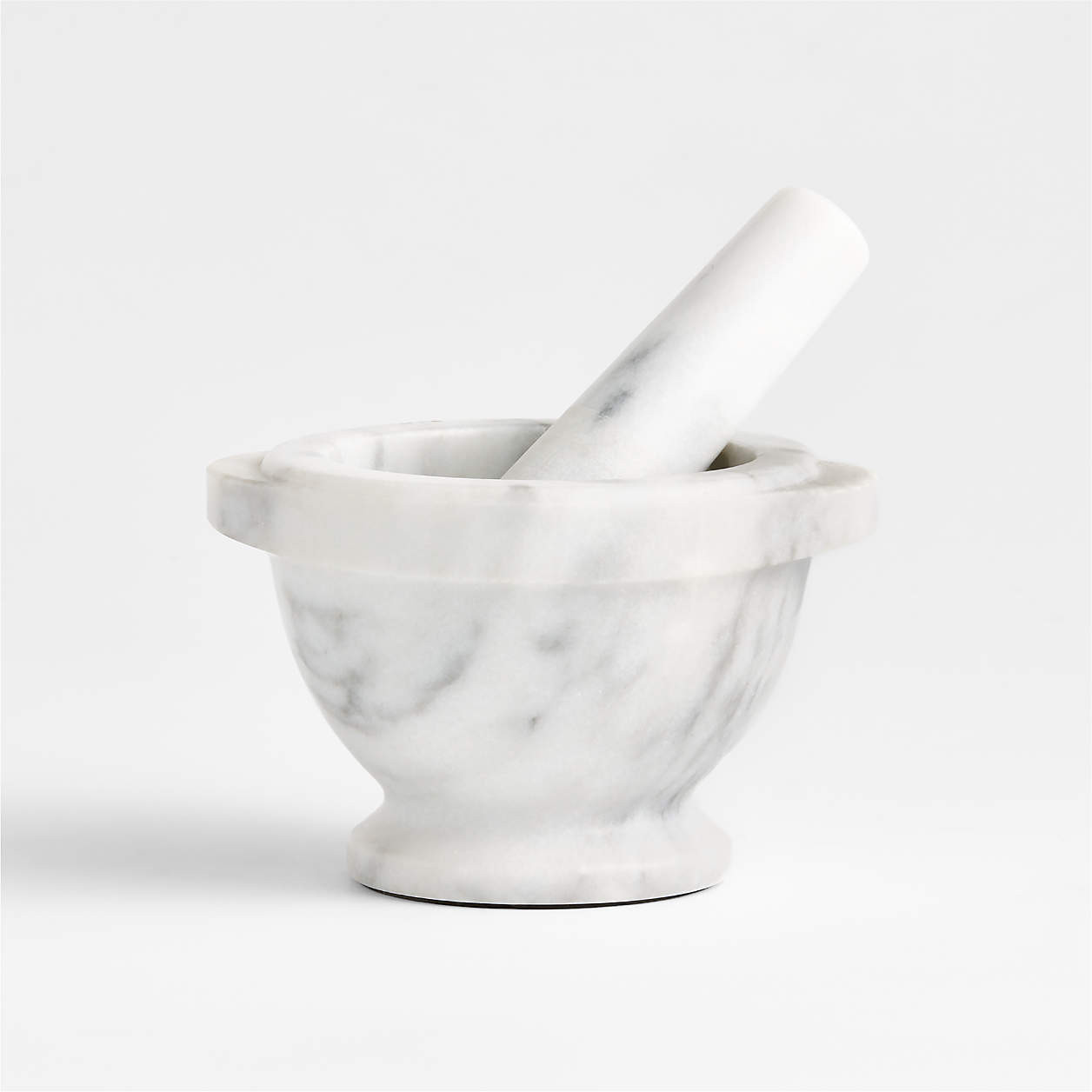 French Kitchen White Marble Mortar and Pestle Molcajete Bowl Grinder + Reviews | Crate & Barrel | Crate & Barrel