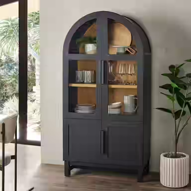 Better Homes & Gardens Juliet Kitchen Rounded Arch Cabinet, Rich Black | Walmart (US)