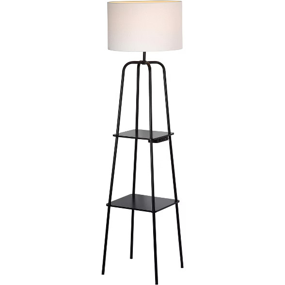 Etagere Power Source Shelf Floor Lamp Black (Includes Energy Efficient Light Bulb) - Threshold™ | Target