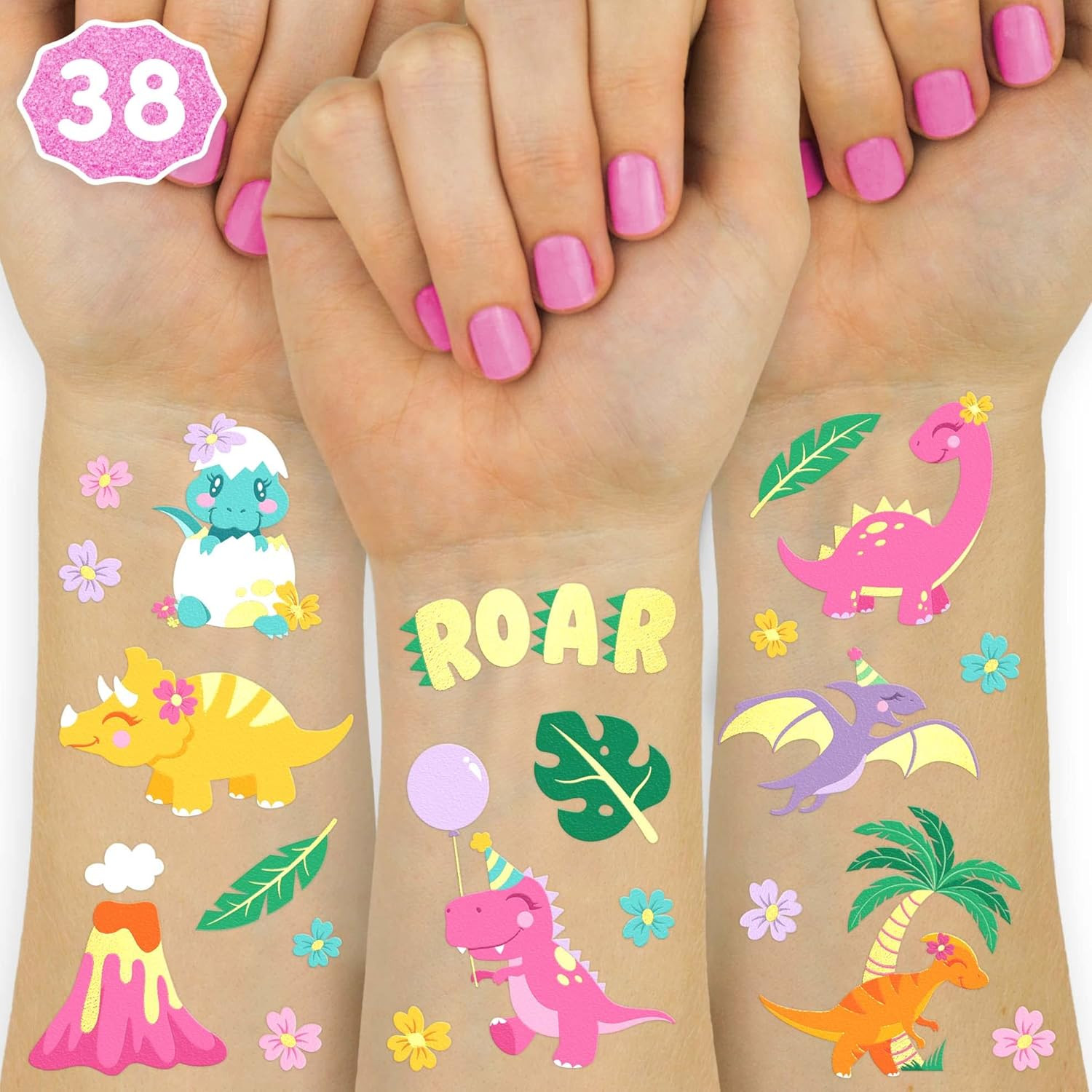 xo, Fetti Dinosaur Tattoos for Kids - 38 styles | Birthday Party Supplies Girl, Dinosaur Party Fa... | Amazon (US)