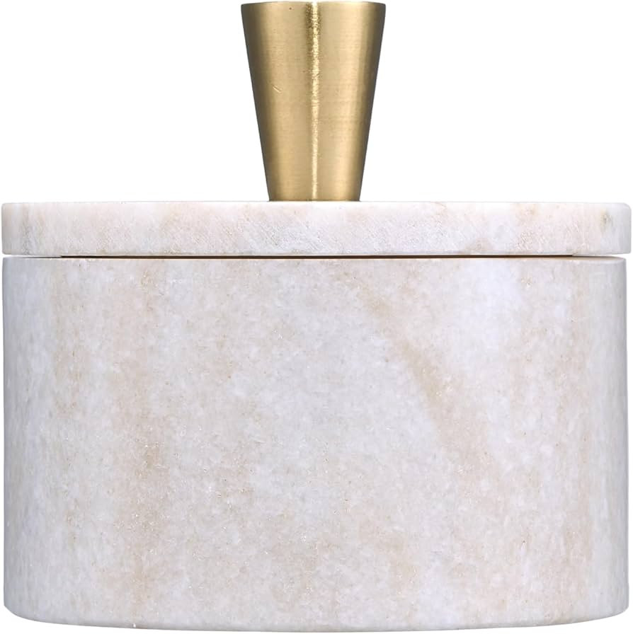 Queenza Marble Salt Cellar with Lid and Brass Knob (Brown) | Amazon (US)