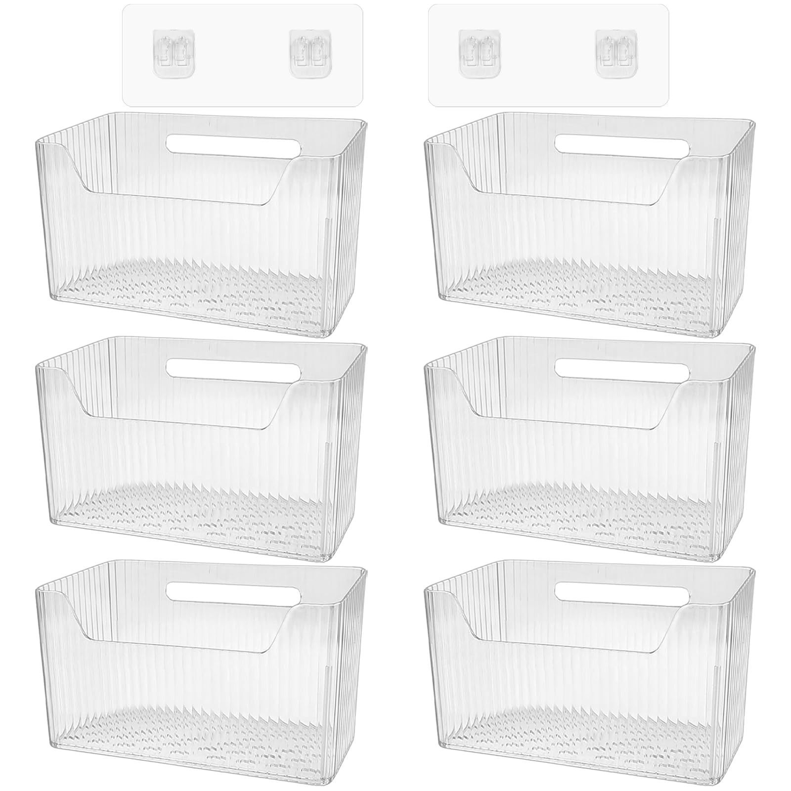 6Pcs Storage Organizer Bins Wall Mounted Organizer Basket Large Size Clear Plastic Makeup Organiz... | Amazon (US)