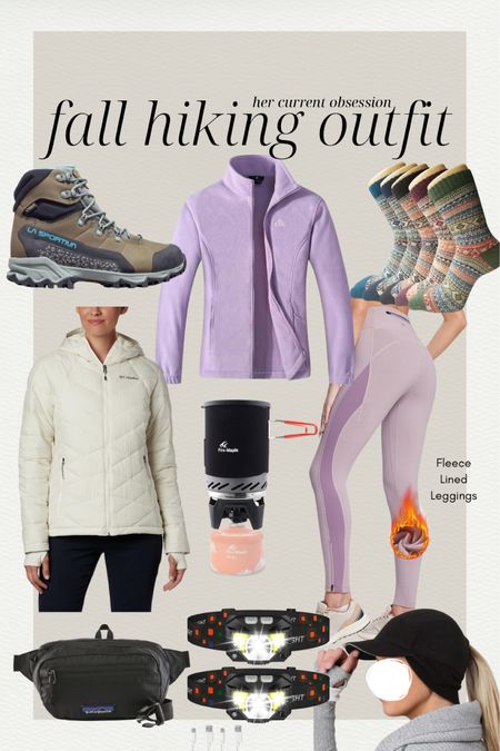 Fall hiking outfit inspo for all my outdoorsy girlfriends. Follow me HER CURRENT OBSESSION for more outdoors style and adventures 😃 @shop.ltk #liketkit 

| granola girl | outdoorsy outfit | leggings | Amazon style | outdoors style | hiking hat | headlamp | hiking boots | hiking backpack | fall outfit | fall style | Columbia boots | socks | fleeece sweater | puffer coat | gym sweater | jet boil | LA Sportiva hiking boots | 

#LTKshoecrush #LTKU #LTKfitness