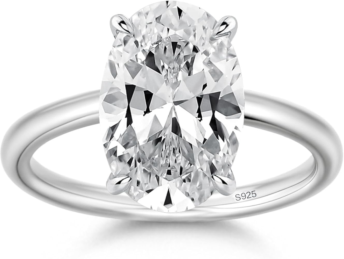 3.5 Carat Elongated Oval Cut Engagement Ring for Women,925 Sterling Silver Solitaire Promise Ring | Amazon (US)