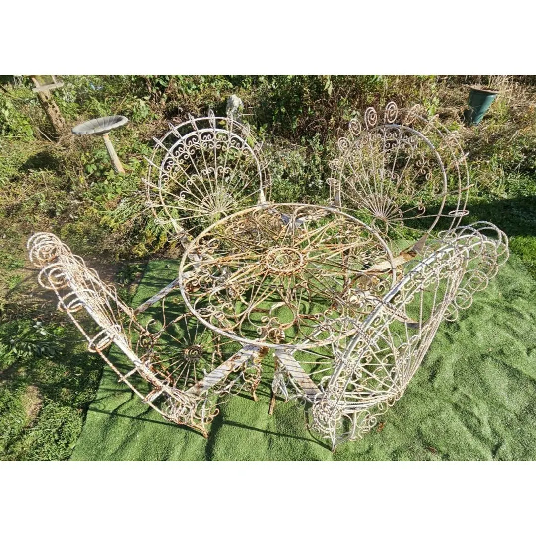 VINTAGE SALTERINI PEACOCK  Patio Set Twisted Wire Wrought Iron Furniture Collectible Memorabilia | Etsy (US)