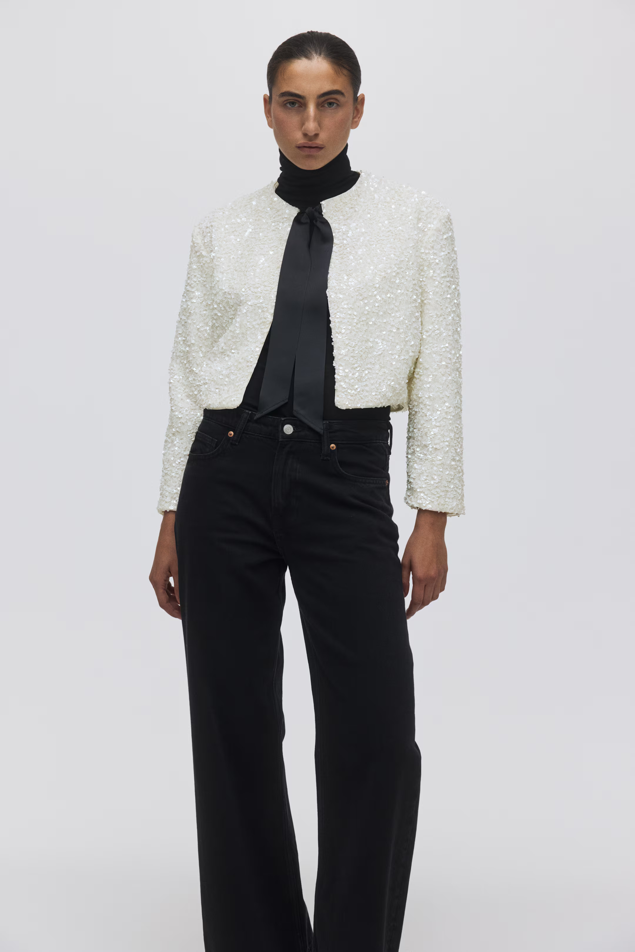 Tie-Detail Sequined Jacket | H&M (US + CA)