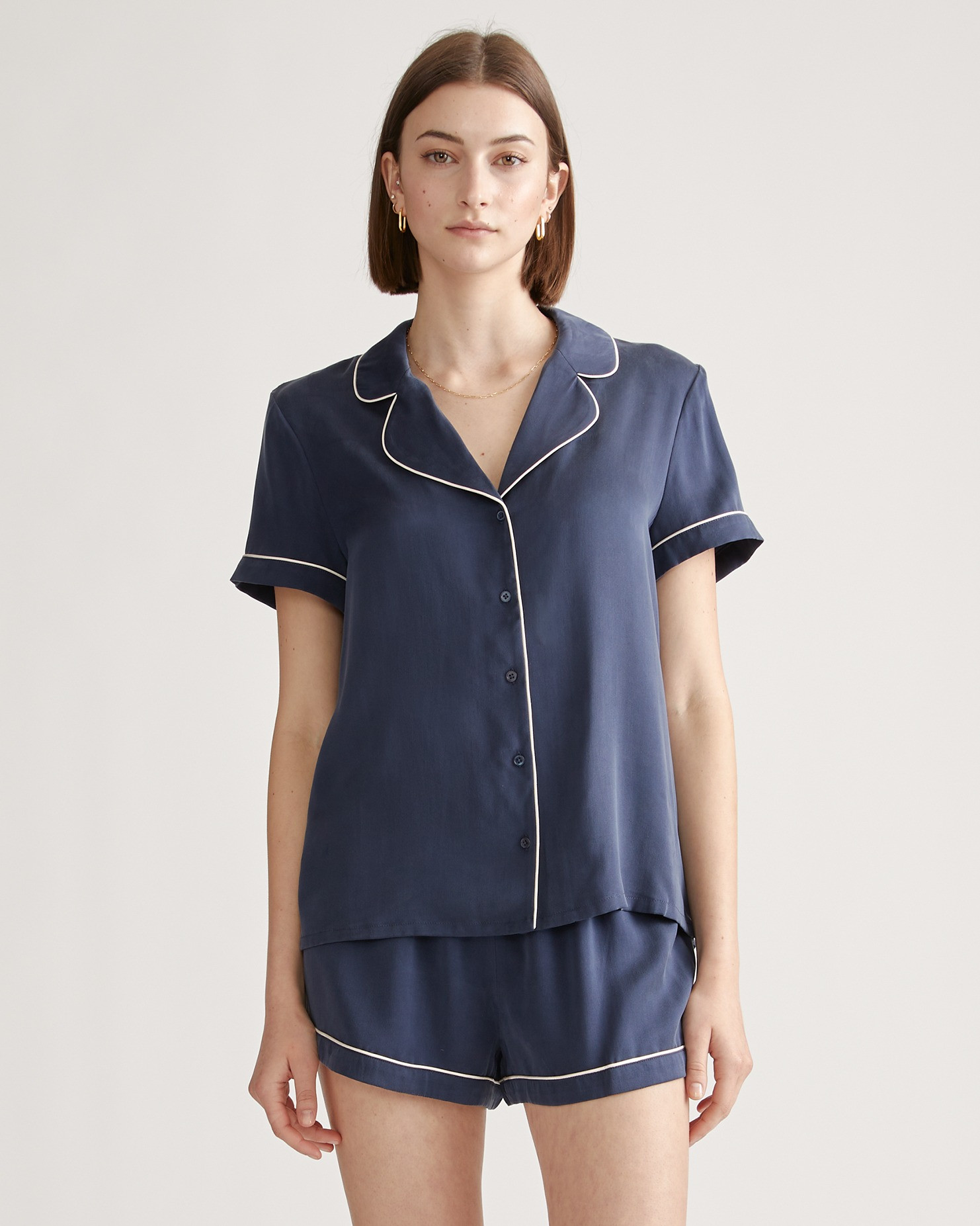 100% Washable Silk Pajama Top with Piping | Quince
